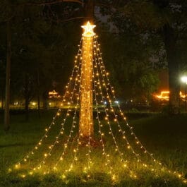 cascada de luces led navideñas con estrella